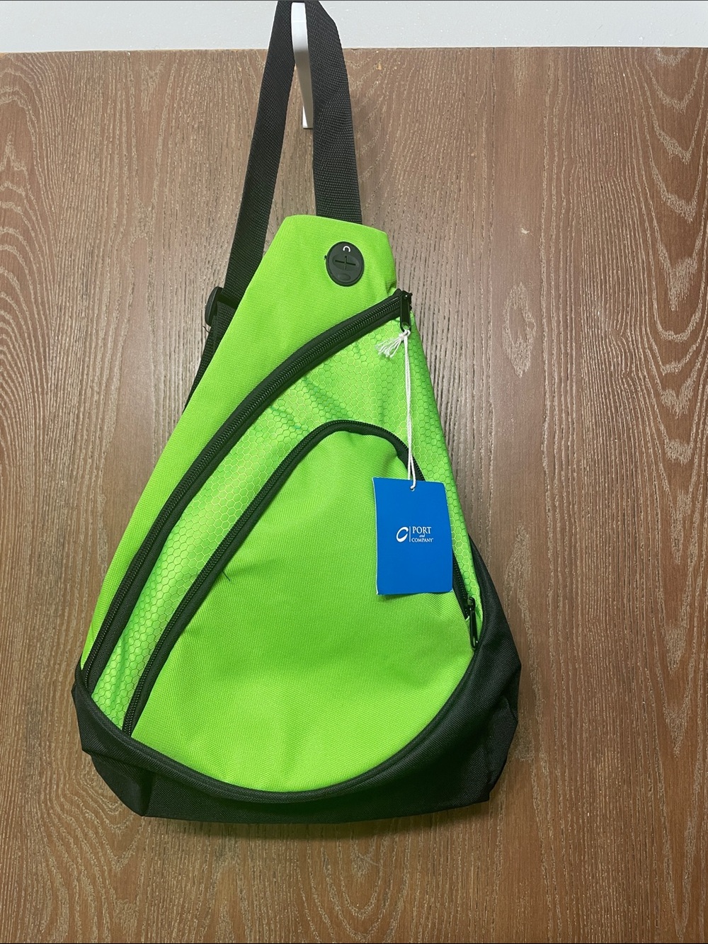 Port and Company Lime Green and Black Sling Bag